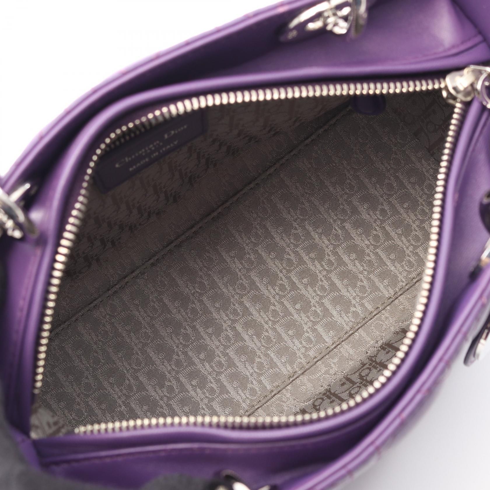 Dior Lady Dior Christian Dior Handbag Purple Leather Cal 44551
