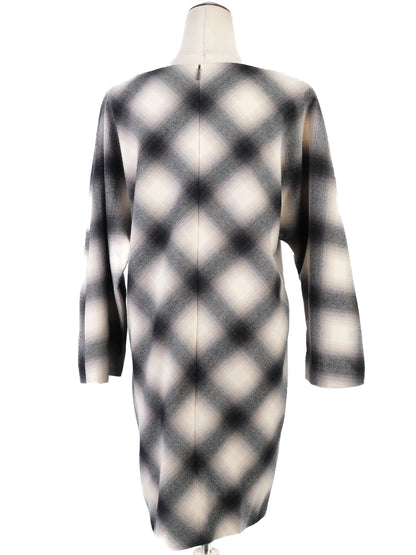 Excellent Gucci Plaid Wool Dress Size L Black White Gray
