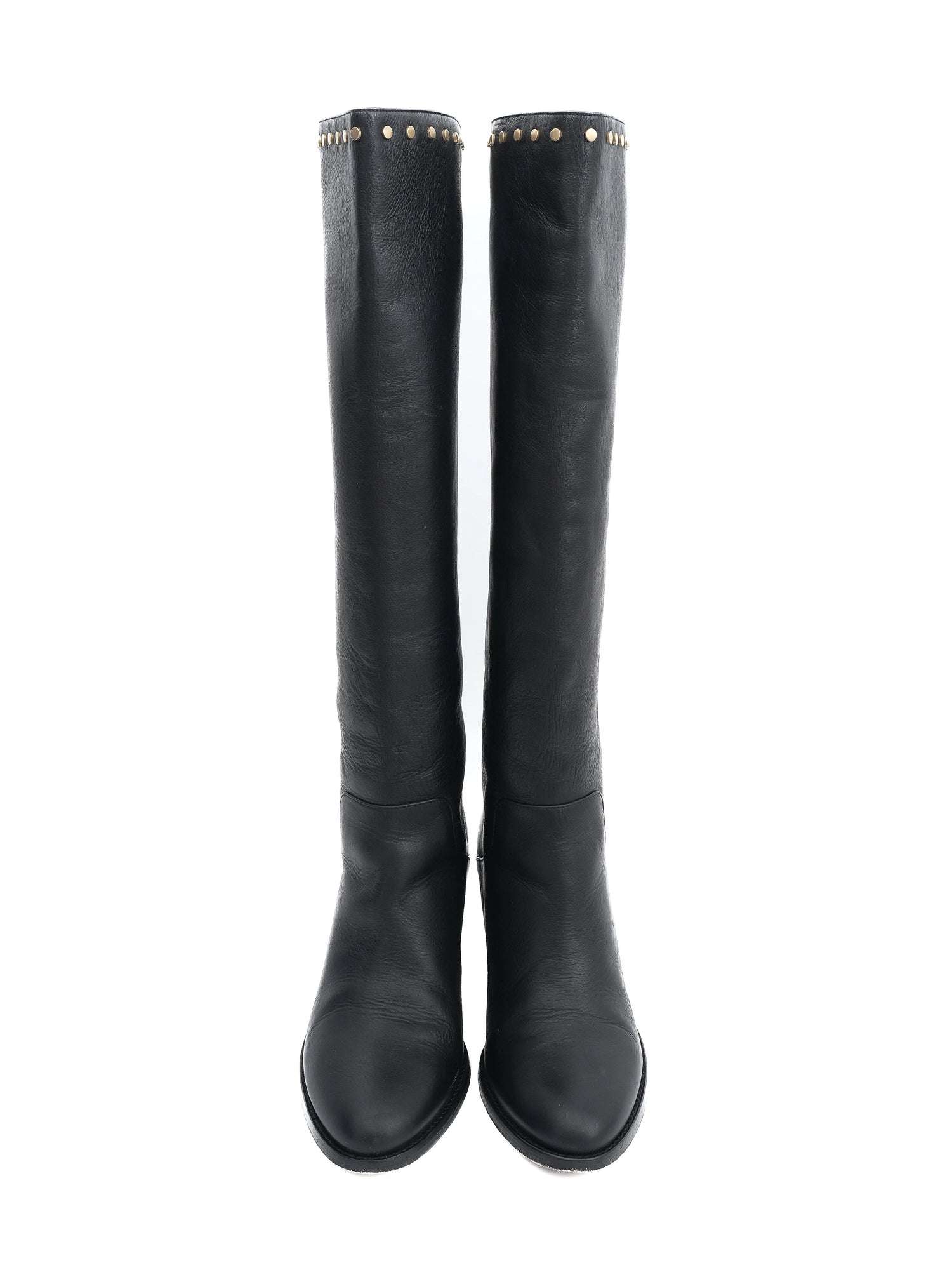 Excellent Jimmy Choo Black Leather Knee-High Boots Size 37