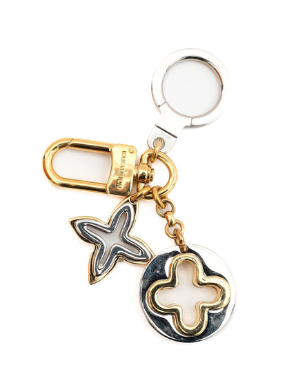 NEW Louis Vuitton Keychain Gold Silver Floral Star Combined Metal