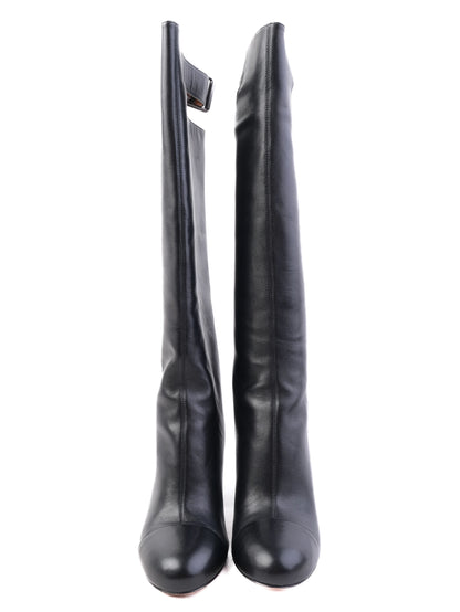 Perfect Marc Jacobs Black Leather Knee-High High-Heeled Boots Size 38