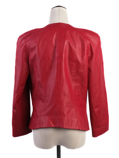 Excellent Jay AHR Red Leather Jacket Women Size M