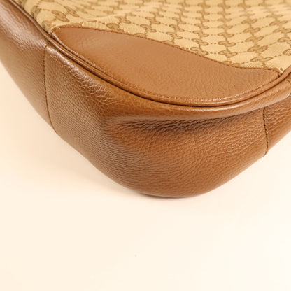 Gucci Canvas Bree Mico Hobo Gold Shoulder Bag Brown Canvas 449244