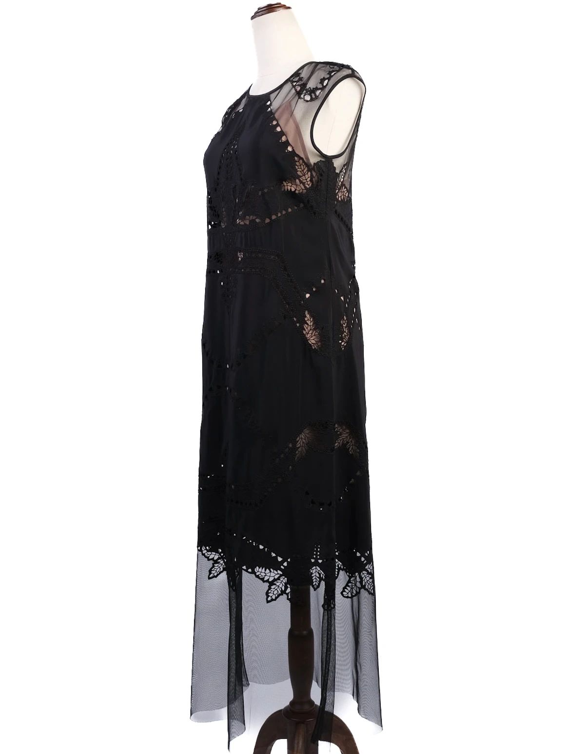 Excellent BCBGMaxazria Black Silk Dress XXS with Sheer Lace Overlay