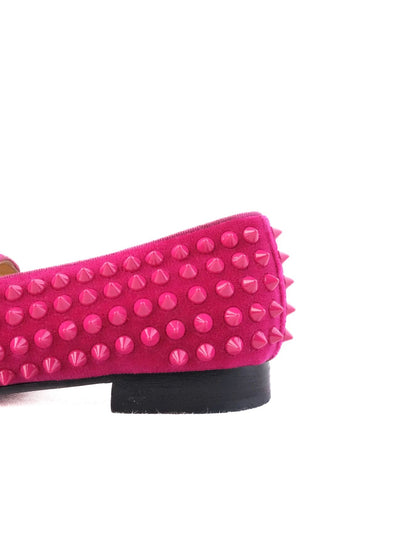 Excellent Christian Louboutin Pink Leather Loafers with Spikes Size 35.5