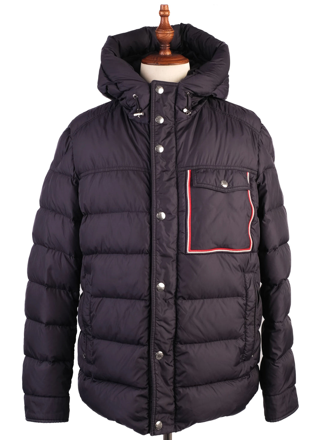 Excellent Moncler Blue Nylon Puffer Jacket with Hood Size M