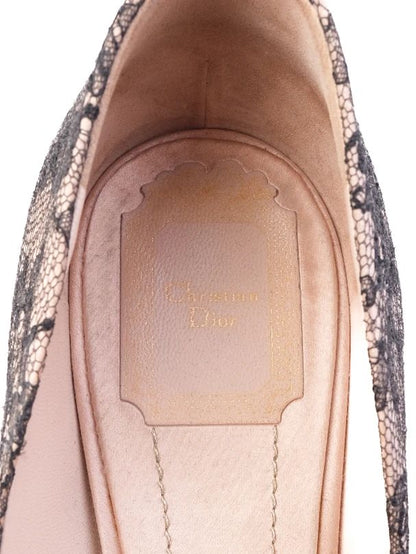 Excellent Dior High-Heeled Platform Shoes Black Lace Size 39 Women