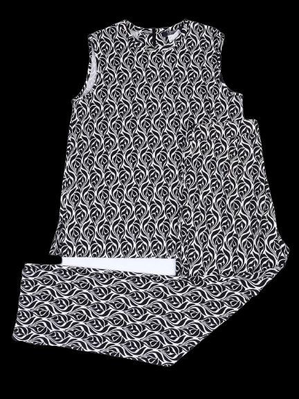Excellent Max Mara Sleeveless Black and White Patterned Dress Women