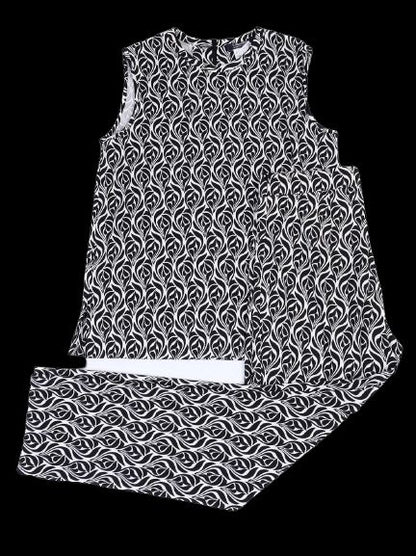 Excellent Max Mara Sleeveless Black and White Patterned Dress Women