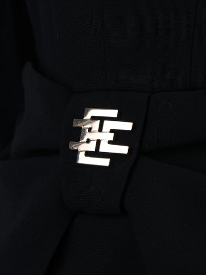 Excellent Elisabetta Franchi Black Wool Blazer Size M Peplum Detail