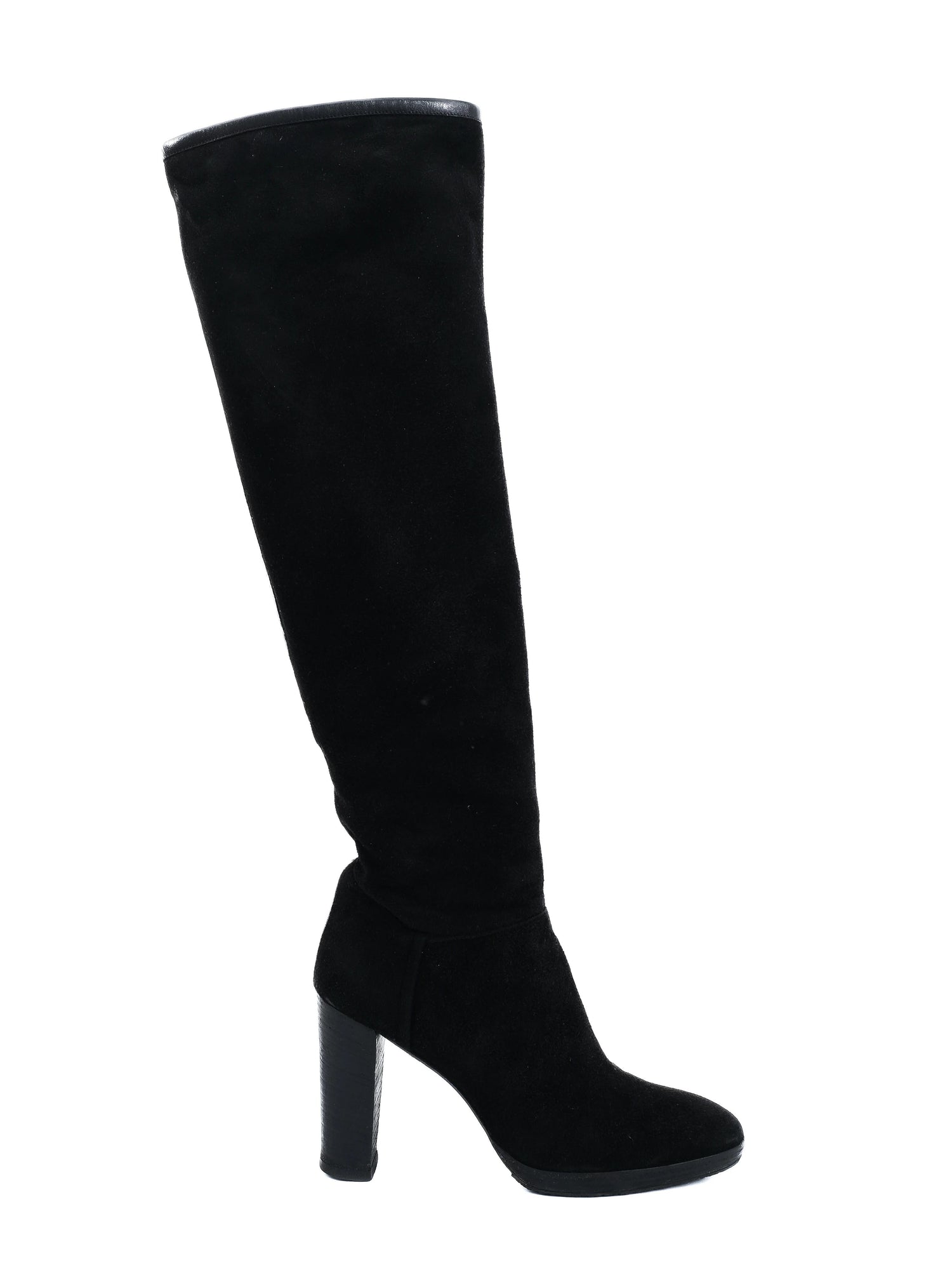 Excellent Loro Piana Black Genuine Suede Knee-High Boots Women