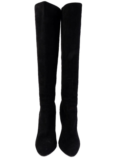 Excellent Jimmy Choo Black Genuine Suede High-Heeled Boots Size 37.5