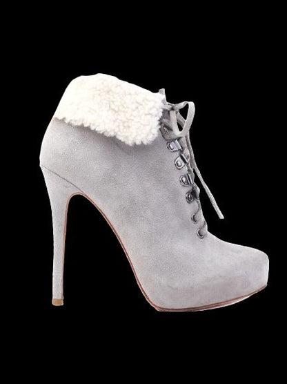 Excellent Lesilla High-Heeled Leather Ankle Boots Blue Size 39