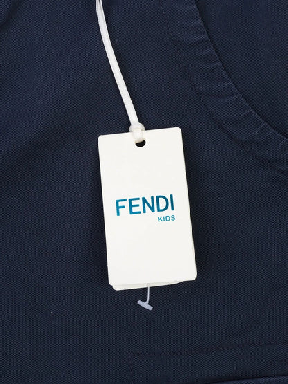 Excellent Fendi Kids Blue Cargo Shorts Size 10 Cotton