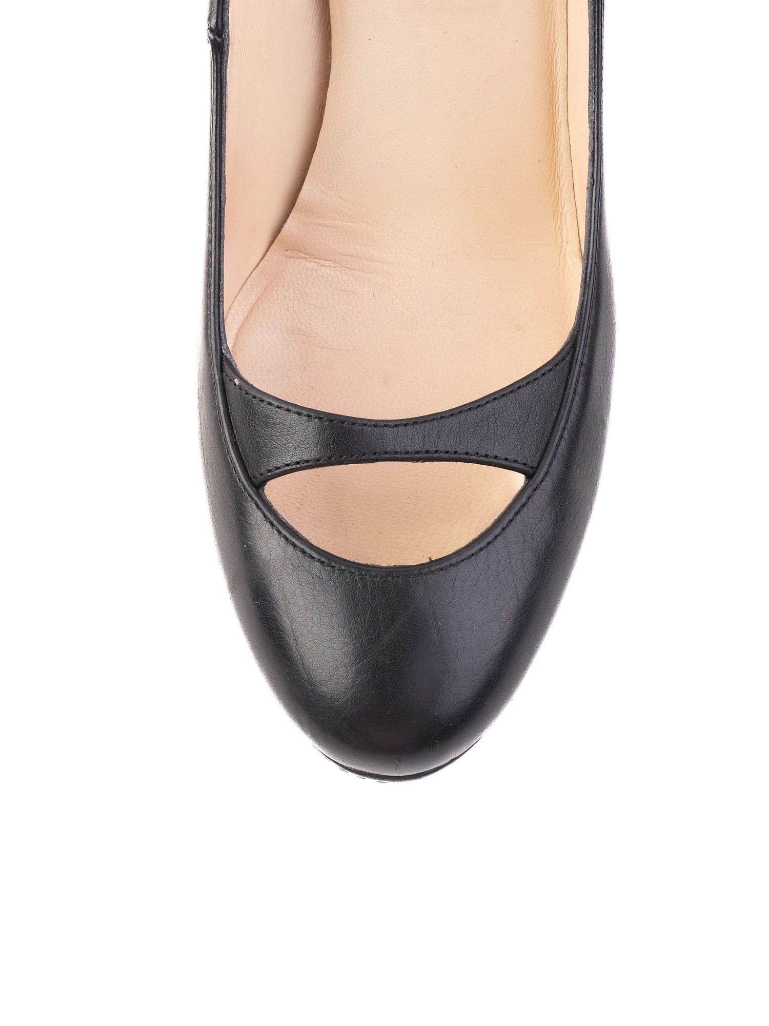 Excellent Jimmy Choo Black Leather High-Heeled Peep-Toe Shoes Size 37.5