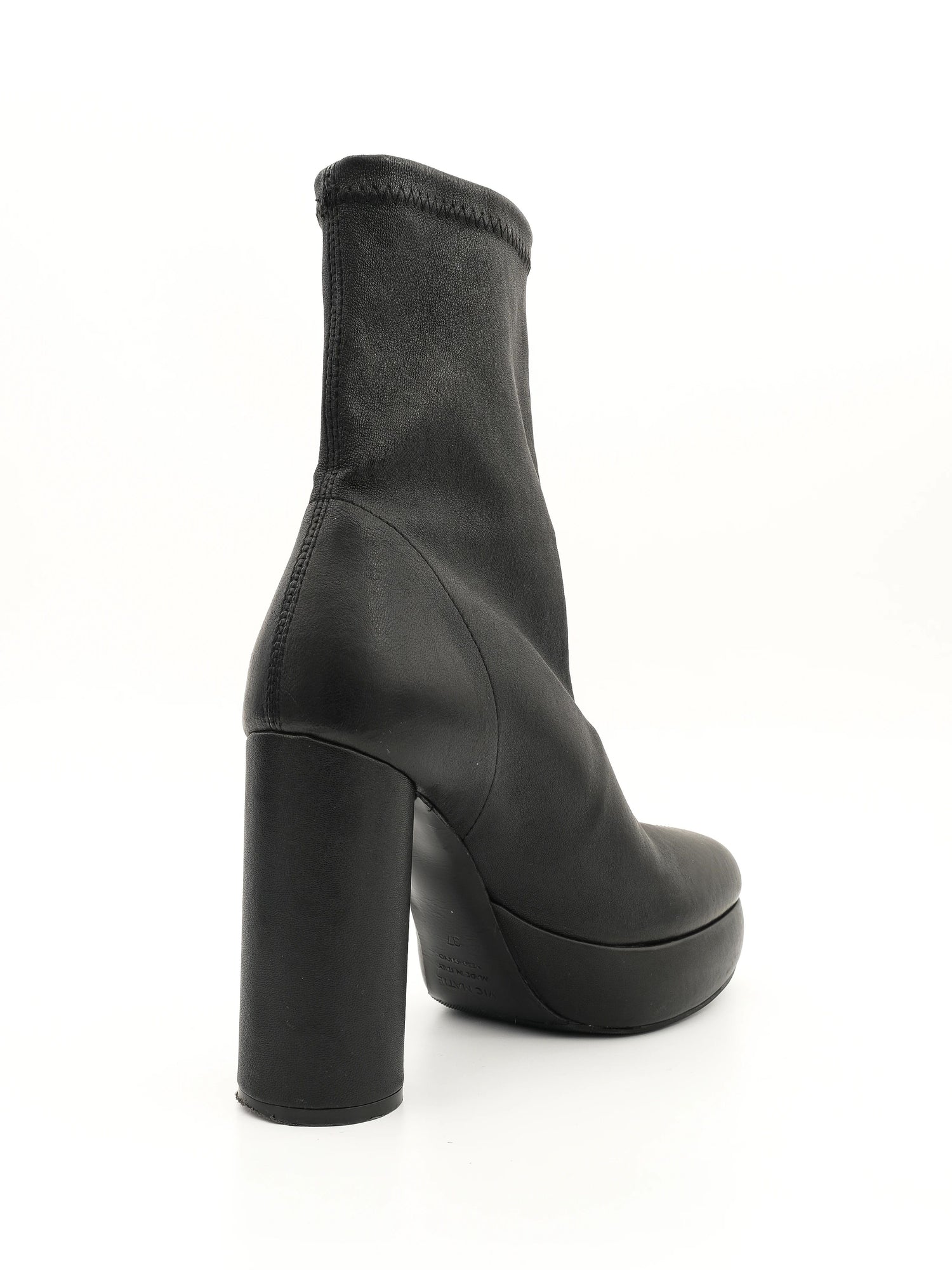 Vic Matie Black Leather High-Heeled Ankle Boots Size 37