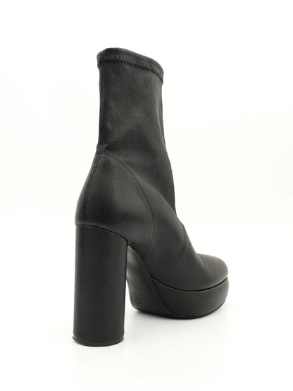 Vic Matie Black Leather High-Heeled Ankle Boots Size 37