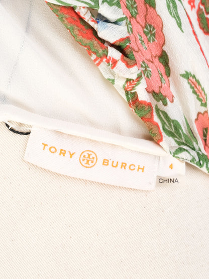 Tory Burch Floral Maxi Dress Silk Sleeveless Size S Excellent