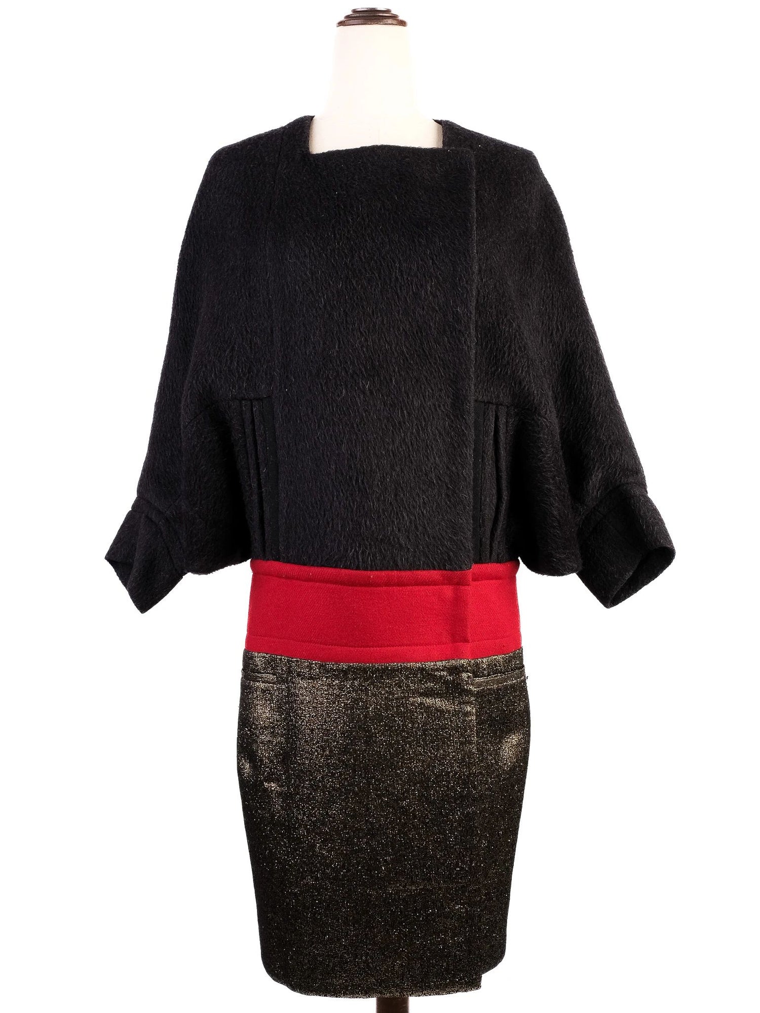 Excellent Diane von Furstenberg Black Alpaca Wool Dress Size M