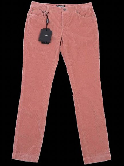NEW Dolce Gabbana Pink Corduroy Pants Size L Women&