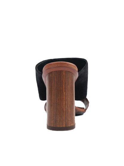 Excellent Louis Vuitton Black Suede Block-Heeled Sandals Size 36.5