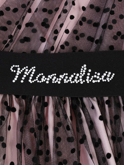 Excellent Monnalisa Pink Dress Size 12 Polka Dots Tulle Overlay