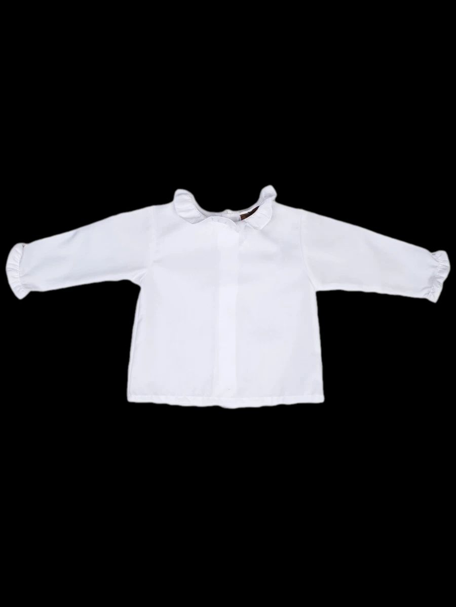 Excellent Fleurisse White Cotton Blouse for Infants Size 1.5