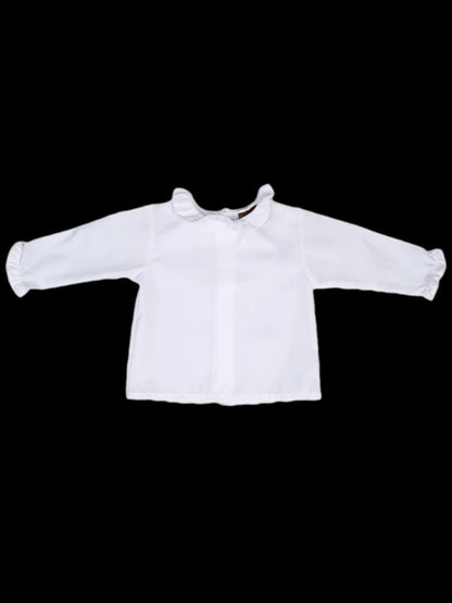 Excellent Fleurisse White Cotton Blouse for Infants Size 1.5
