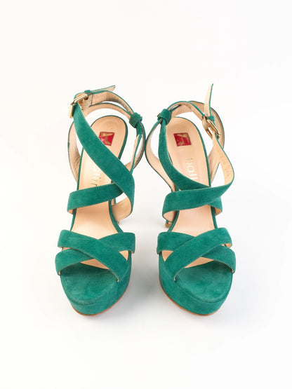Excellent Ballin Blue Leather High-Heeled Sandals Size 38.5