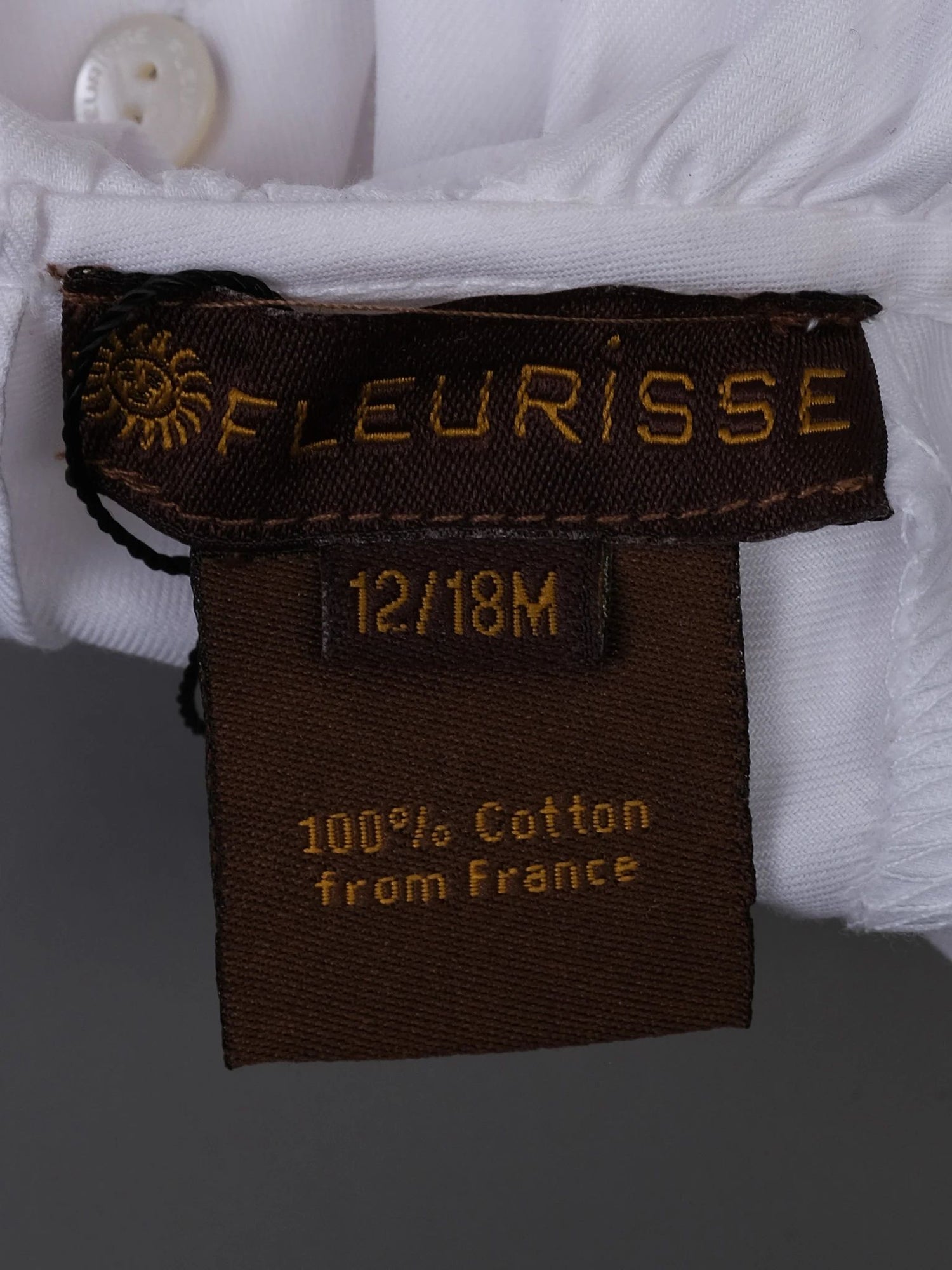 Excellent Fleurisse White Cotton Blouse for Infants Size 1.5