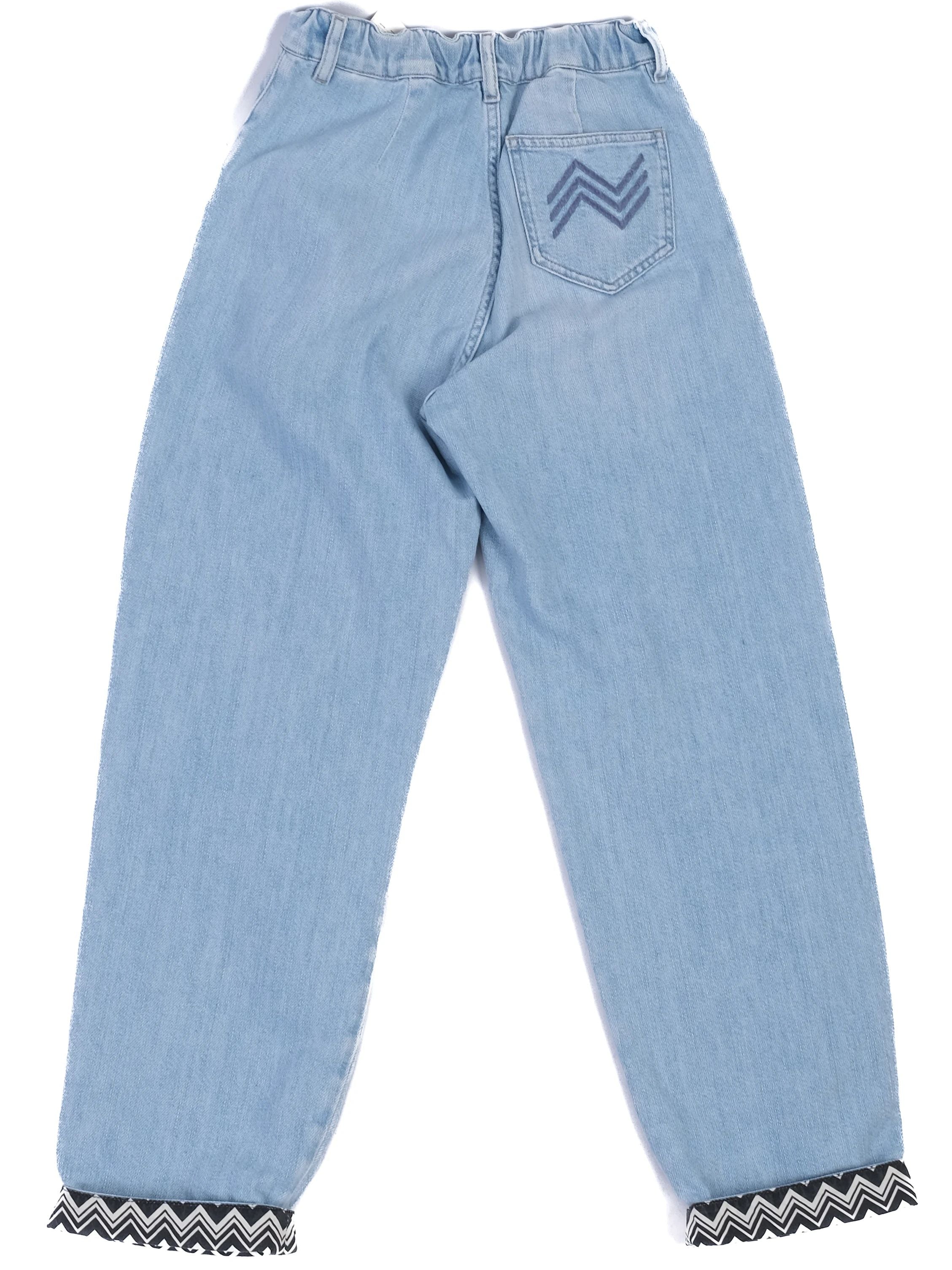 Excellent Missoni Blue Denim Jeans Size S with Chevron Design