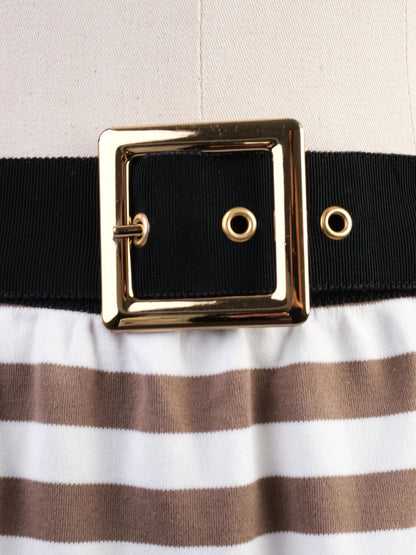 Excellent Moschino Striped Skirt Size M with Black Pockets &amp; Buckle