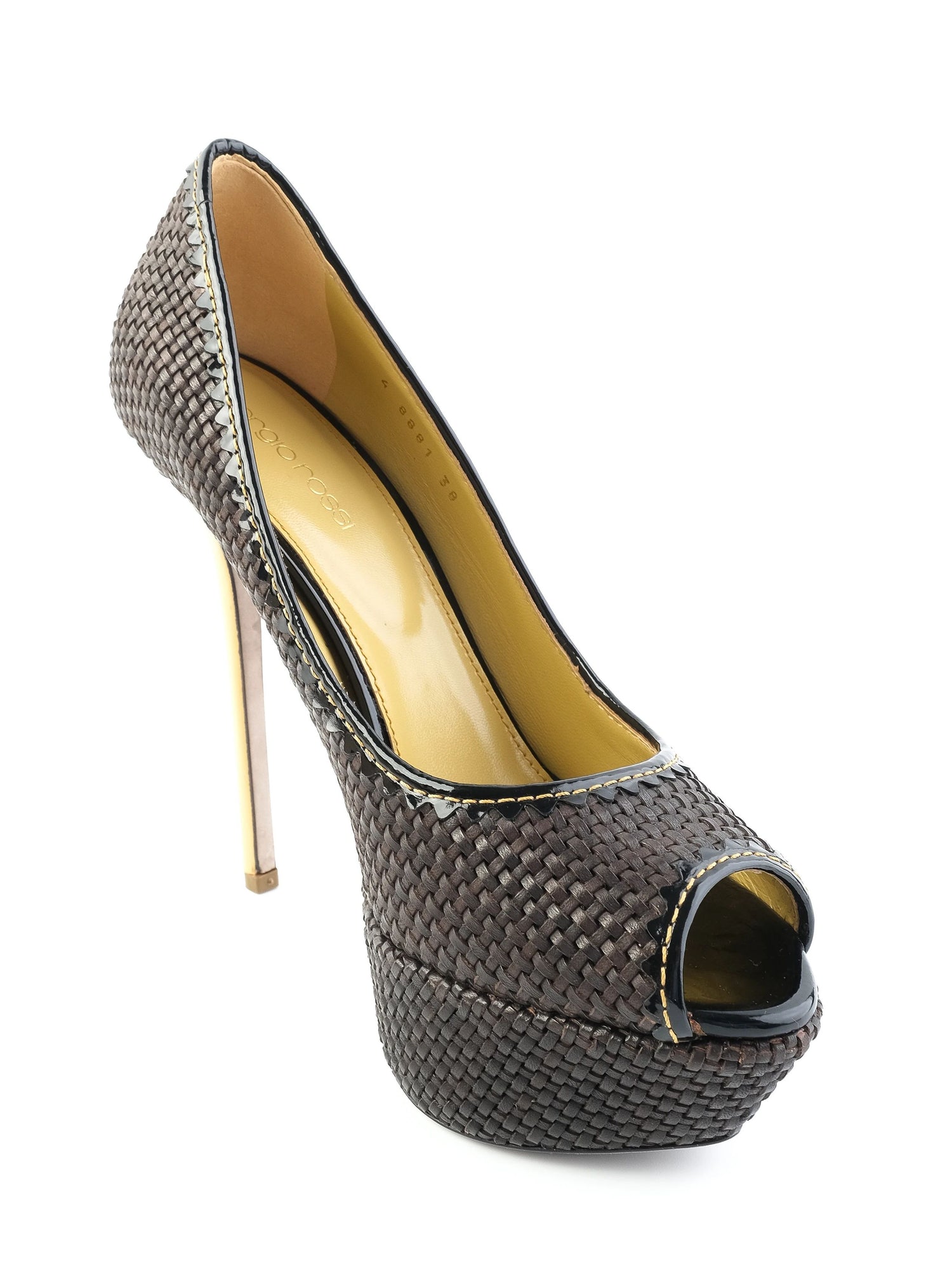 NEW Sergio Rossi Black Leather High-Heeled Shoes Size 38