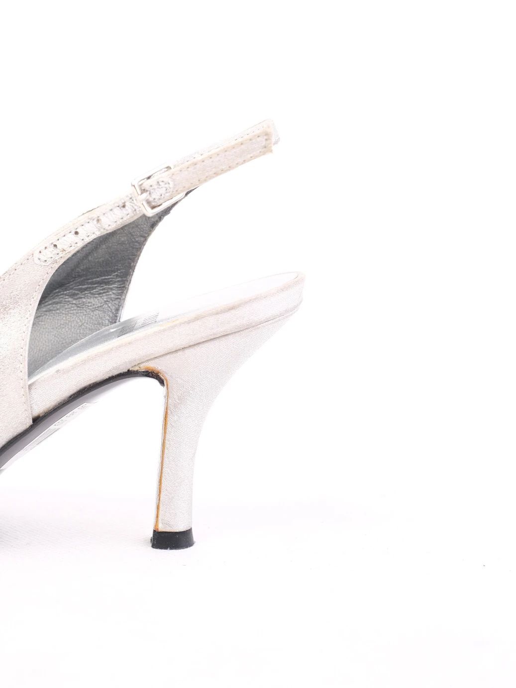 Excellent Stuart Weitzman Gray Leather Slingback Heels Size 36