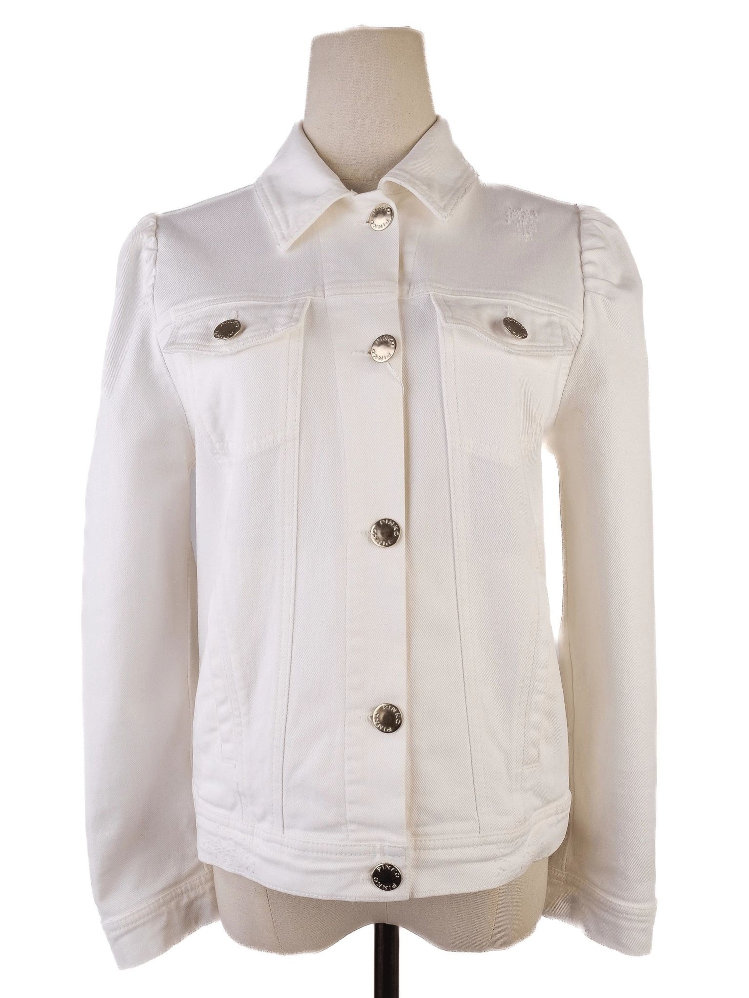 Excellent Pinko White Cotton Denim Jacket Size S Women