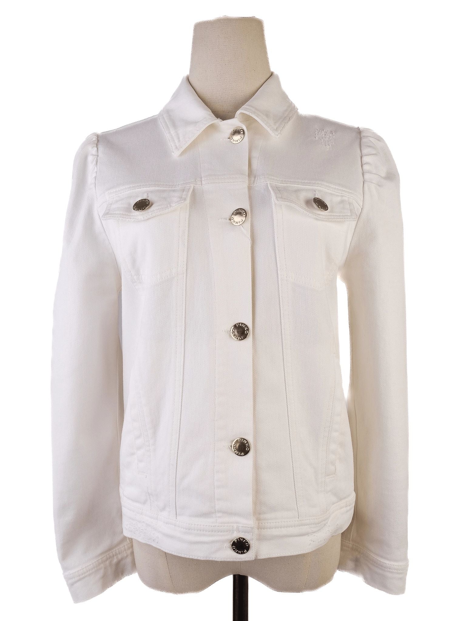 Excellent Pinko White Cotton Denim Jacket Size S Women