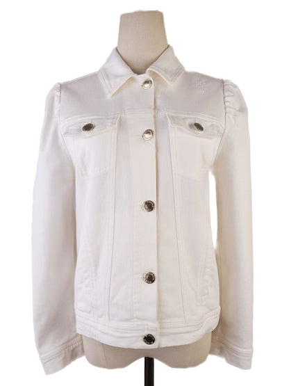 Excellent Pinko White Cotton Denim Jacket Size S Women