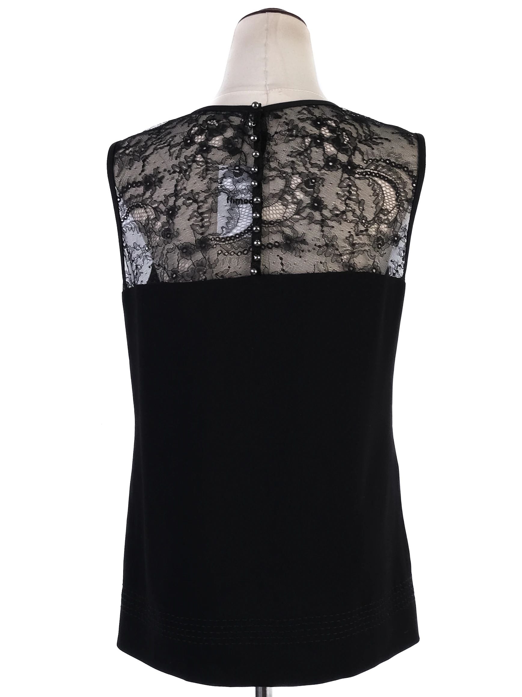 Excellent Strenesse Black Sleeveless Top with Lace Detailing Size M