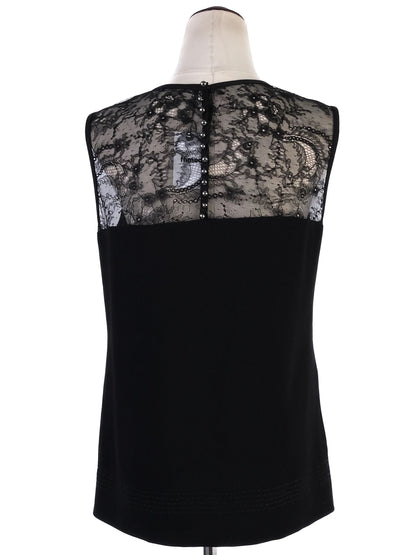 Excellent Strenesse Black Sleeveless Top with Lace Detailing Size M