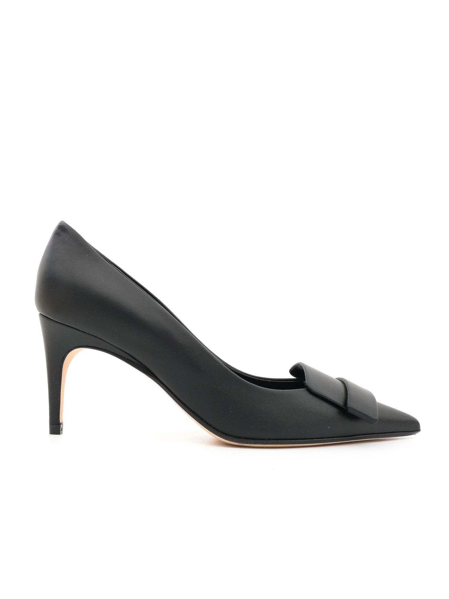 NEW Sergio Rossi Black Leather High Heel Shoes Size 36.5