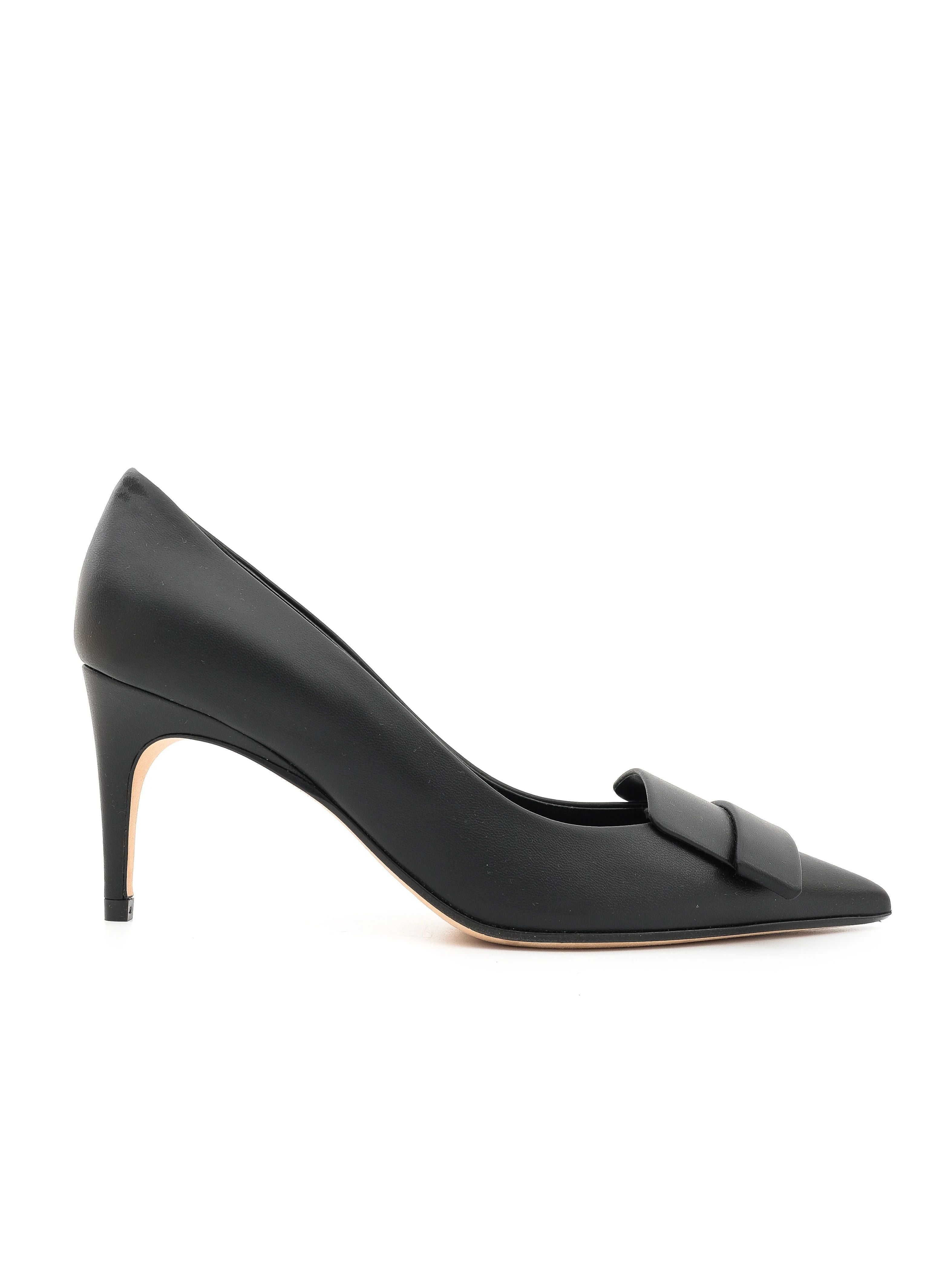 NEW Sergio Rossi Black Leather High Heel Shoes Size 36.5