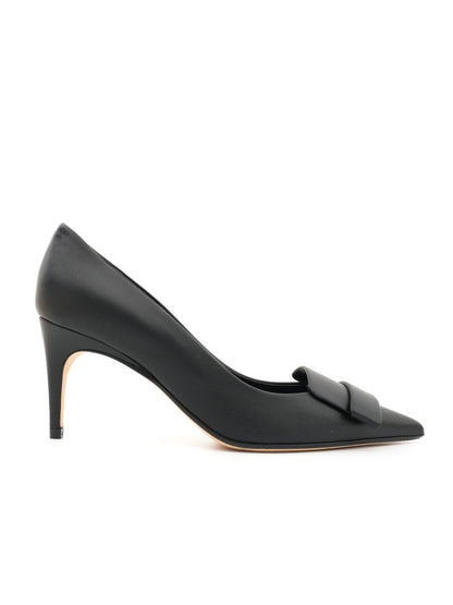 NEW Sergio Rossi Black Leather High Heel Shoes Size 36.5