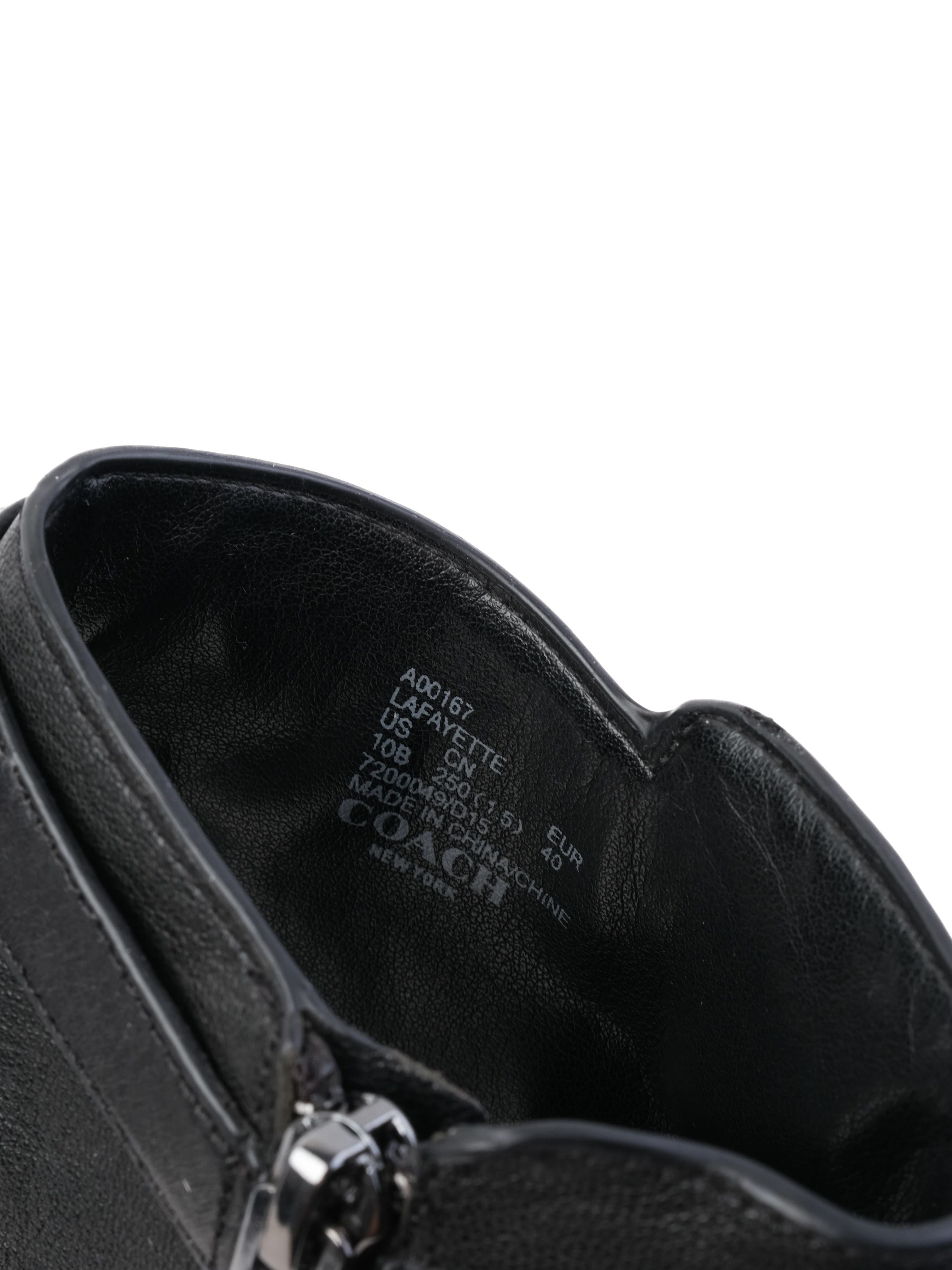 Excellent Coach Black Leather Chunky Heeled Peep Toe Shoes Size 40