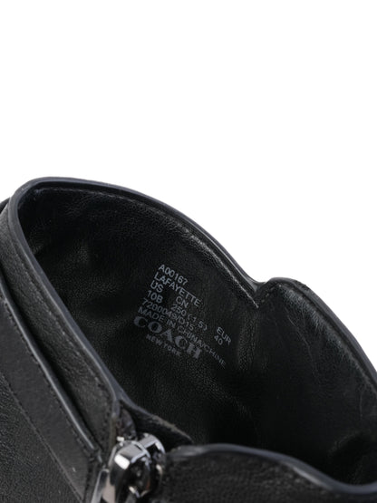 Excellent Coach Black Leather Chunky Heeled Peep Toe Shoes Size 40