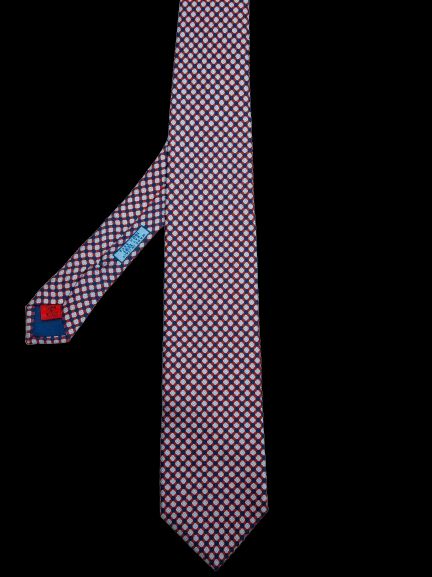 Cucita Mano Blue Silk Geometric Pattern Neck Tie Excellent Condition