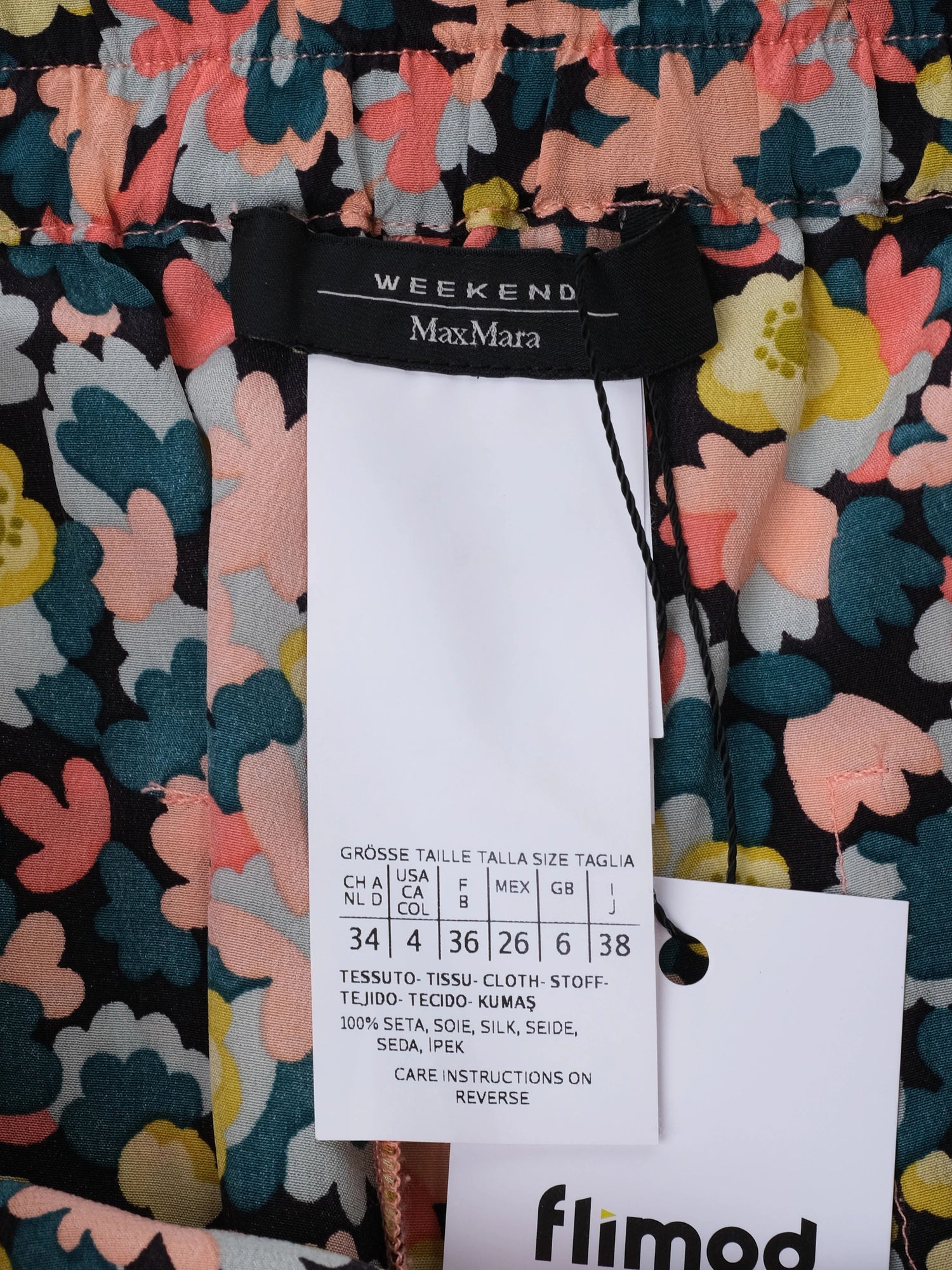 Weekend MaxMara Floral Silk Pants XS Combined Colors Excellent