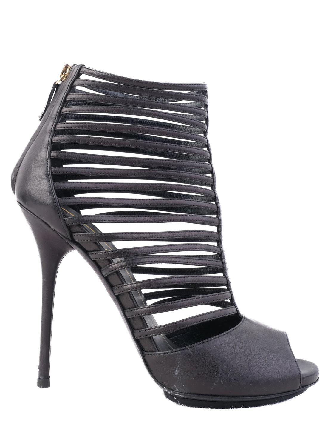 Excellent Gucci Black Leather High-Heeled Shoes Size 36