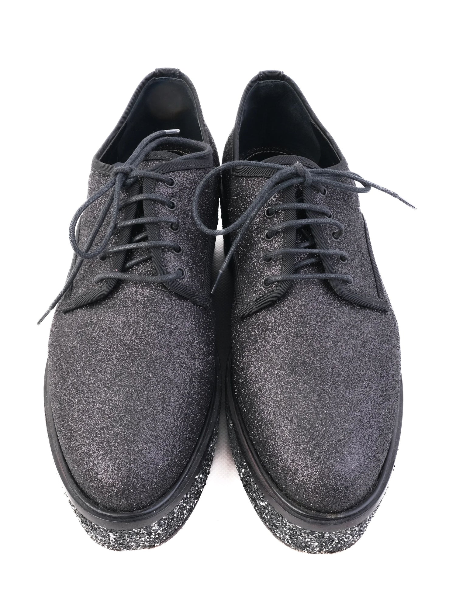 Excellent Sergio Rossi Black Fabric Shoes Size 38 with Glittery Platform