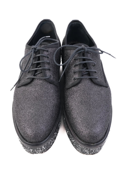 Excellent Sergio Rossi Black Fabric Shoes Size 38 with Glittery Platform