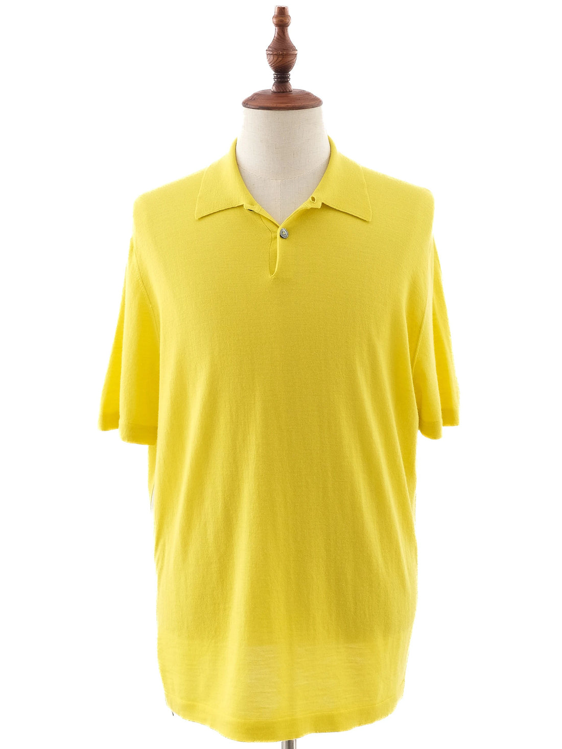 Excellent Hermes Yellow Wool Polo Shirt Size L for Men